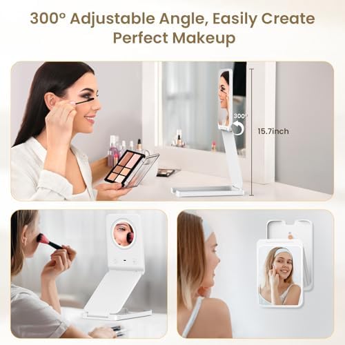Travel Makeup Mirror with 3-Way Lights