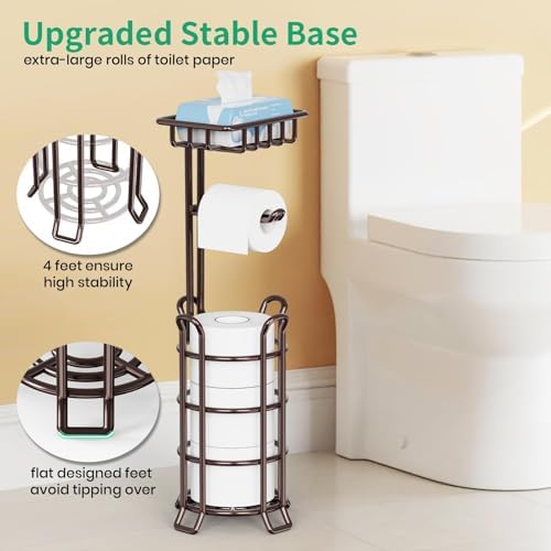TomCare Free-Standing Toilet Paper Holder with Shelf