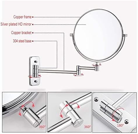 ZADIKO 8-inch Metal Cosmetic Vanity Mirror with 360-Degree Rotation