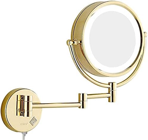 Gold LED Magnifying Vanity Mirror with Extendable Surface