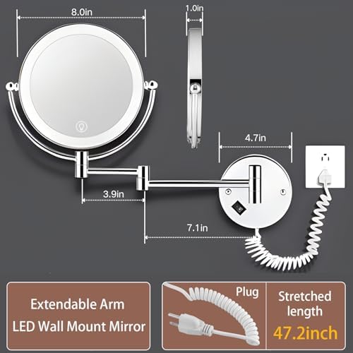Stylish Wall-Mounted MakeupMirror with LED Lighting