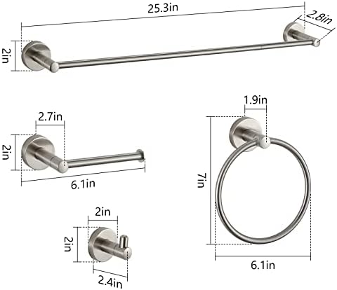BGL Bathroom Hardware Set Brushed Nickel 8-Piece Towel Bar Set