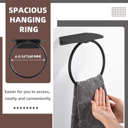 Matte Black Bath Towel Ring Shelf Stainless Steel Towel Holder