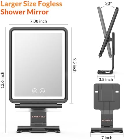 EASEHOLD - Heated Fogless Shower Mirror for Shaving