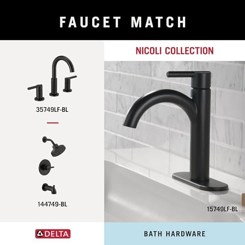 Delta Nicoli 1-Pack Towel Ring Matte Black Bathroom Accessory