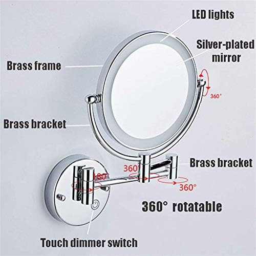 Professional Makeup Mirror Wall-Mounted Vanity with 360-Degree Rotation 3x Magnification