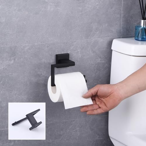 Premium Stainless Steel Bathroom Set Modern Black Finish - towel ring toilet paper holder