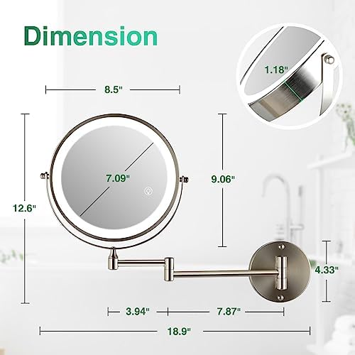 GreFrom Rechargeable Wall-Mounted Makeup Mirror