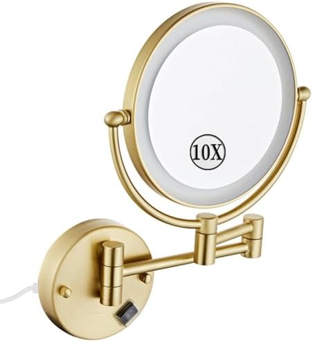 Double-Sided LED Makeup Mirror with Extendable 10X Magnification
