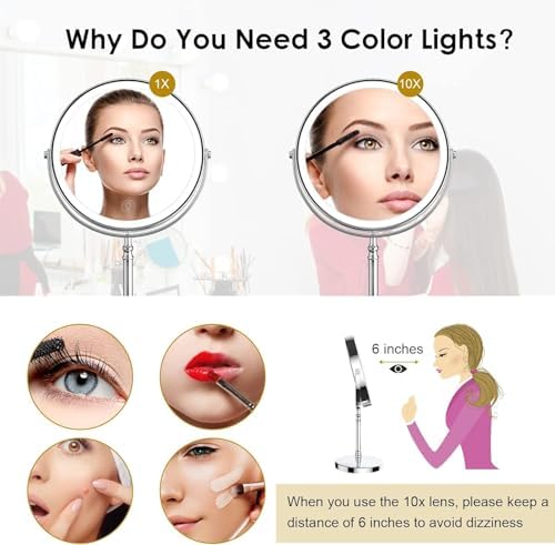 DEIOVWXS - 10x Lighted Makeup Mirror