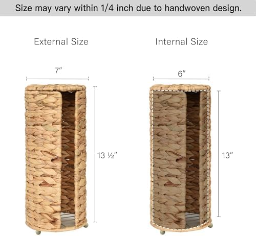 StorageWorks Water Hyacinth Toilet Paper Holder Stand - 3 Rolls