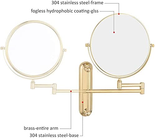 8-inch Double Sided Makeup Mirror Magnifying 3x Gold 5-inch