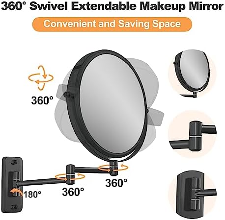 8 Wall Mounted Magnifying Makeup Mirror Dual-Sided Shaving Mirror