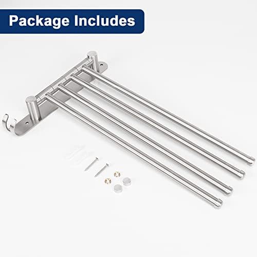 NearMoon 4-Arm Swivel Towel Rack - Rustproof Stainless Steel Brushed Nickel