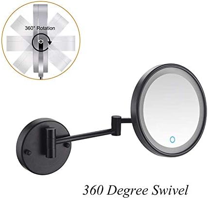 8-Inch Wall-Mounted Makeup Mirror with LED Lights and 360 Swivel