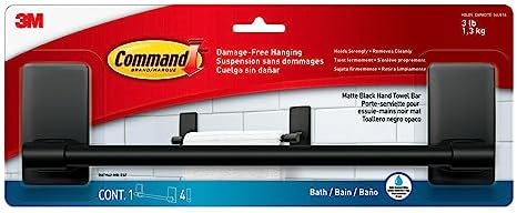 Command Hand Towel Bar Matte Black 9 Inch