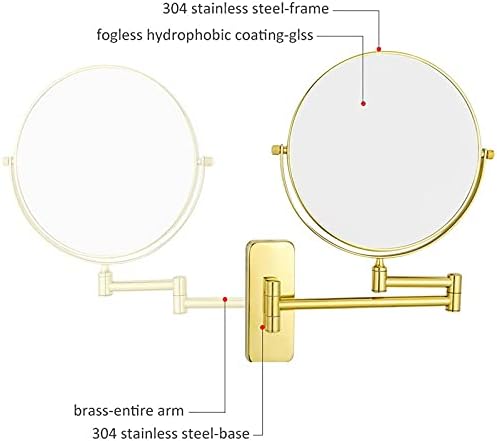 Wall-Mounted Gold Finish Makeup Mirror