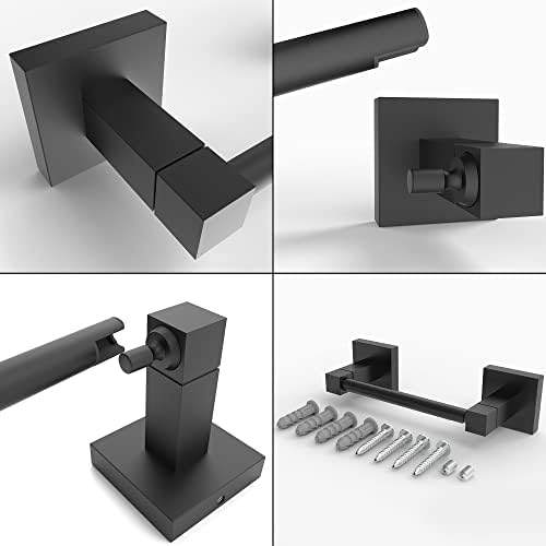 Double Pivot Matte Black Toilet Paper Holder with Smooth Surface and Easy Clean