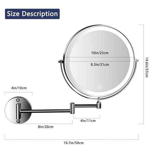 10-Inch Wall-Mounted Makeup Mirror with Dual Lighting