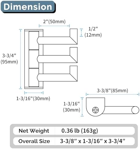 Angle Simple Swivel Towel Hook 3 Arms