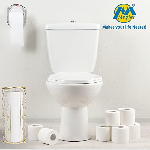 MegierFunctional Metal Standing Toilet Paper Holder for 3 Rolls Compact Rust-Resistant