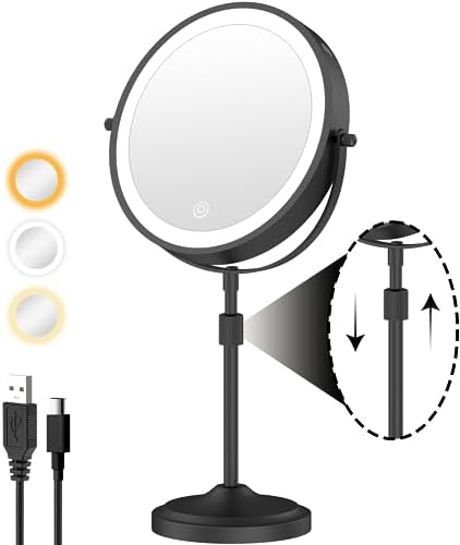 Elegant Adjustable Makeup Mirror with 3 Lighting Modes