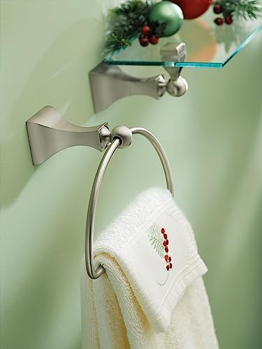 Muen Retreat Collection Brushed Nickel Bathroom Towel Ring with Wall Mount Hardware