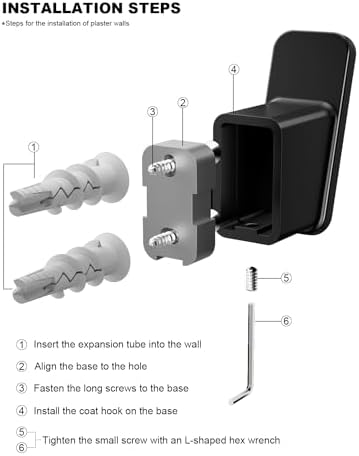 4-Pack Black Towel Hooks Rustproof Durable Design for Bathroom More