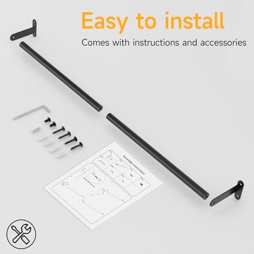 MKO 24 Inch Black Stainless Steel Towel Bar Rod