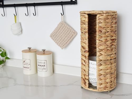 StorageWorks Water Hyacinth Toilet Paper Holder Stand - 3 Rolls