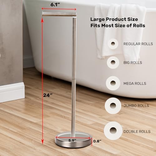 Toilet Paper Holder Stand - 4 Rolls Stainless Steel Brushed Nickel