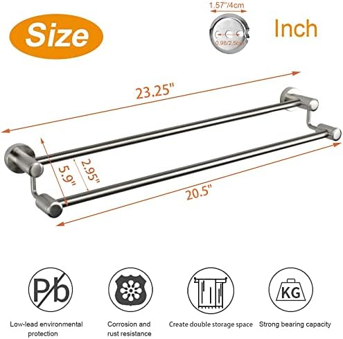 TocTen Double Towel Rod for Bathroom Heavy Duty Stainless Steel