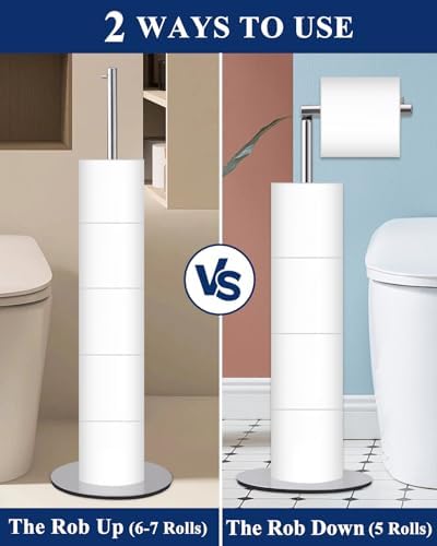 Toilet Paper Holder Stand Space-Saving Modern Design 4 Rolls Included