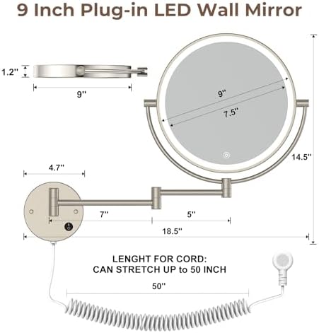 Rocollos 9 LED Vanity Mirror