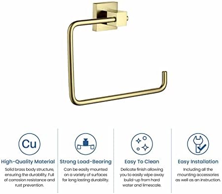 KIBI Cube Bath Towel Ring Durable Brass Towel Holder