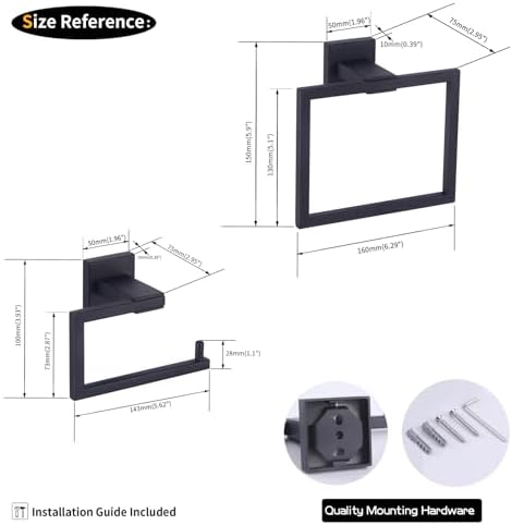 Premium Stainless Steel Bathroom Set Modern Black Finish - towel ring toilet paper holder