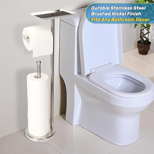 Sturdy Stainless Steel ToileT Paper Holder with Shelf for Bathroom