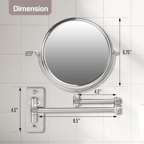 7-Inch Double-Sided Magnifying Vanity Mirror with 1X10X Magnification