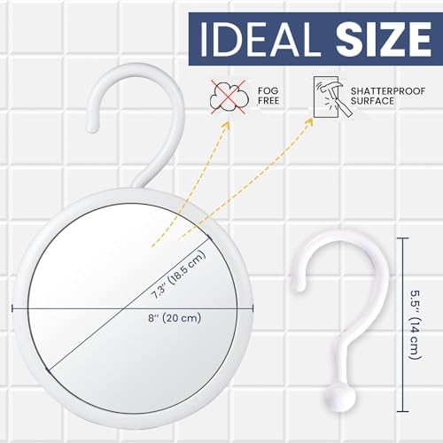 MirrorVana Round Fogless Shower Mirror with Swivel Hook