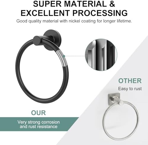 Stainless Steel Towel Holder Matte Black for Bathroom Kitchen Use