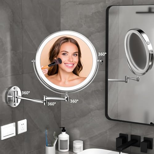 10-Inch Wall-Mounted Makeup Mirror with Dual Lighting