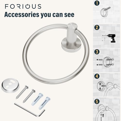 FORIOUS Wall Mount Towel Holder Stainless Steel