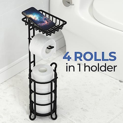 TreeLen Freestanding Toilet Paper Holder Multi-Storage Solution