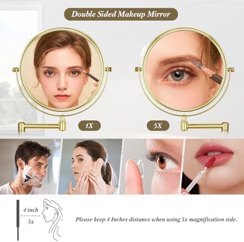 Double-Sided 8-inch 5X Magnification Wall-Mount Mirror
