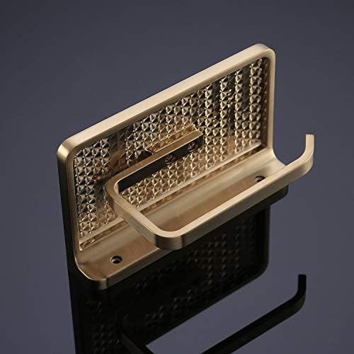 TRUSTMI Toilet Paper Holder with Phone Shelf - Brushed Gold