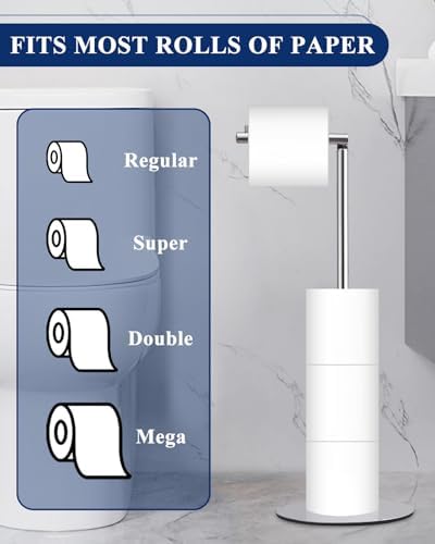 Toilet Paper Holder Stand Space-Saving Modern Design 4 Rolls Included
