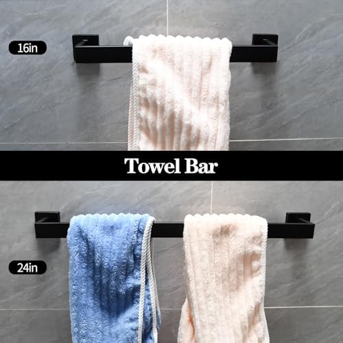 5pcs Black Bathroom Hardware Set with Towel Bar and Hooks
