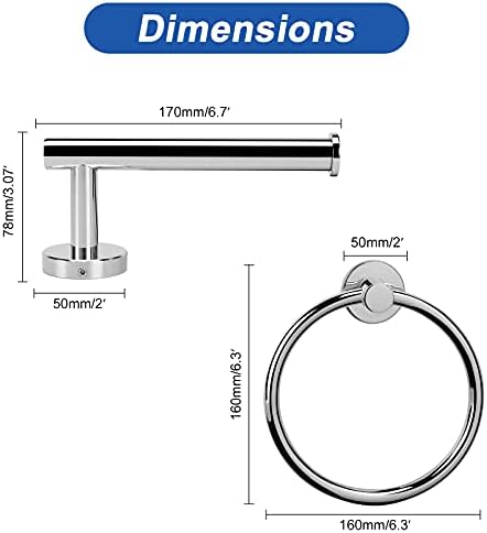 NearMoon 2-Piece Stainless Steel Bath Towel Ring Holder Chrome Finish
