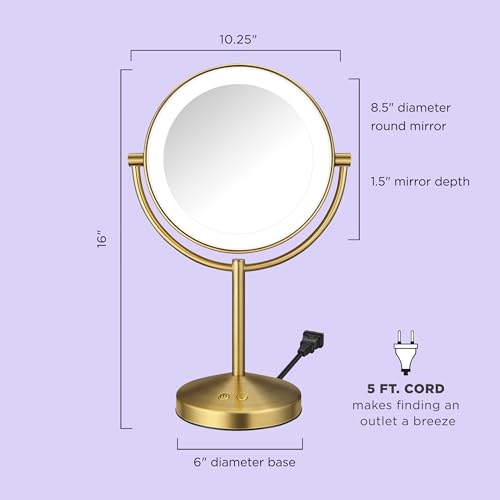 Conair Lighted Makeup Mirror Corded Brushed Brass