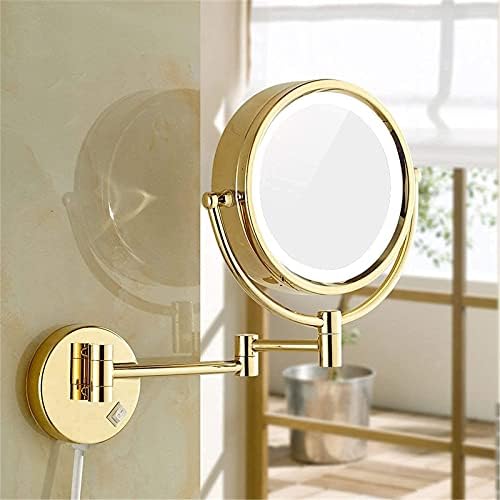 Gold LED Magnifying Vanity Mirror with Extendable Surface
